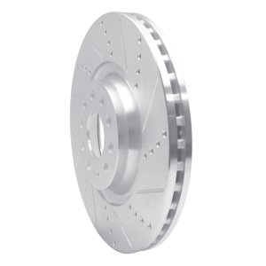 Audi TTS Quattro Brake Rotor (1) - Front Right - R1 Concepts - Drilled & Slotted - Silver - `12-`25